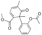 6-[2-(アセチルオキシ)フェニル]-4,6-ジメチル-5-オキソ-1,3-シクロヘキサジエン-1-カルボン酸メチル 化学構造式