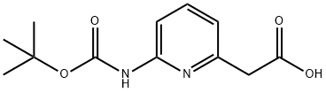 (6-tert-Butoxycarbonylamino-pyridin-2-yl)-acetic acid 化学構造式