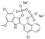 disodium 5-chloro-2-[4-chloro-1-(sulphonatooxy)-2-naphthyl]-7-methoxy-4-methyl-1H-indol-3-yl sulphate  Struktur
