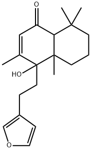 4-[2-(3-フラニル)エチル]-4a,5,6,7,8,8a-ヘキサヒドロ-4-ヒドロキシ-3,4a,8,8-テトラメチル-1(4H)-ナフタレノン 化学構造式