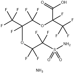 ammonium 2-[2-[2-(aminosulphonyl)-1,1,2,2-tetrafluoroethoxy]-1,1,2,3,3,3-hexafluoropropoxy]-2,3,3,3-tetrafluoropropionate,4089-61-6,结构式