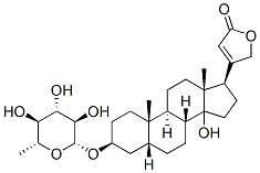 (5beta)-3beta-[(6-deoxy-beta-D-glucopyranosyl)oxy]-14-hydroxycard-20(22)-enolide Struktur
