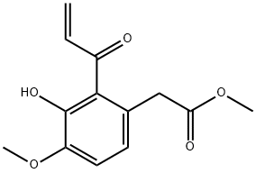 3-ヒドロキシ-4-メトキシ-2-(1-オキソ-2-プロペニル)ベンゼン酢酸メチル 化学構造式