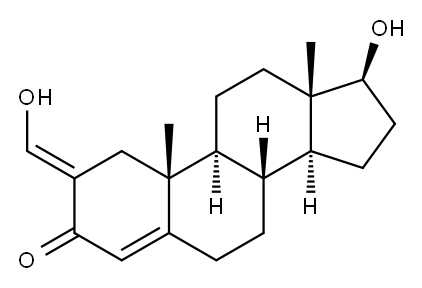 17beta-hydroxy-2-(hydroxymethylene)androst-4-ene-3-one, 40996-87-0, 结构式