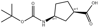 CIS-3-アミノシクロペンタン-1-カルボン酸, N-BOC保護 化学構造式