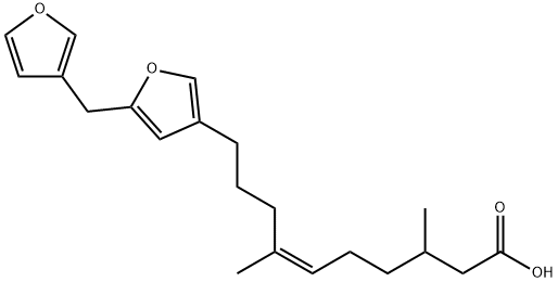 (Z)-10-[5-(3-Furanylmethyl)-3-furanyl]-3,7-dimethyl-6-decenoic acid Struktur