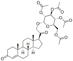 21-[(2-O,3-O,4-O,6-O-テトラアセチル-α-D-グルコピラノシル)オキシ]プレグナ-4-エン-3,20-ジオン 化学構造式