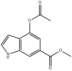 4-(アセチルオキシ)-1H-インドール-6-カルボン酸メチル 化学構造式