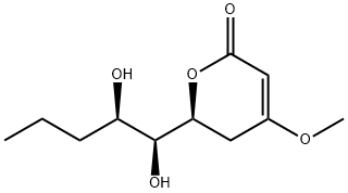 (6S)-6-[(1S,2R)-1,2-ジヒドロキシペンチル]-5,6-ジヒドロ-4-メトキシ-2H-ピラン-2-オン 化学構造式