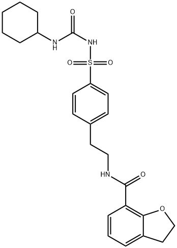 N-[[4-[2-[[(2,3-ジヒドロベンゾフラン-7-イル)カルボニル]アミノ]エチル]フェニル]スルホニル]-N'-シクロヘキシル尿素 化学構造式