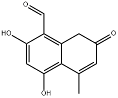 1-Naphthalenecarboxaldehyde, 7,8-dihydro-2,4-dihydroxy-5-methyl-7-oxo- (9CI) Struktur