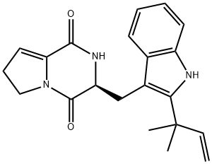 (3S)-3-[[2-(1,1-Dimethyl-2-propenyl)-1H-indol-3-yl]methyl]-6,7-dihydropyrrolo[1,2-a]pyrazine-1,4(2H,3H)-dione 结构式