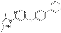 PYRIMIDINE, 4-([1,1'-BIPHENYL]-4-YLOXY)-6-(3,5-DIMETHYL-1H-PYRAZOL-1-YL)- 结构式