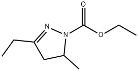 1H-Pyrazole-1-carboxylic  acid,  3-ethyl-4,5-dihydro-5-methyl-,  ethyl  ester 结构式