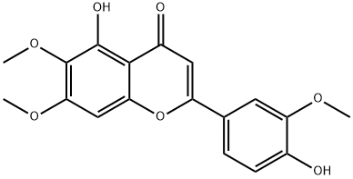 2-(4-ヒドロキシ-3-メトキシフェニル)-5-ヒドロキシ-6,7-ジメトキシ-4H-1-ベンゾピラン-4-オン 化学構造式