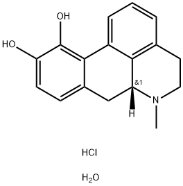 아포몰핀하이드로클로라이드;4H-다이벤조(de,g)퀴놀린-10,11-다이올,5,6,6a,7-테트라하이드로-6-메틸-,하이드로클로라이드,하이드레이트(2:1),(6aR)-