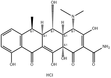 2-Naphthacenecarboxamide, 4-(dimethylamino)-1,4,4a,5,5a,6,11,12a-octahydro-3,5,10,12,12a-pentahydroxy-6-methyl-1,11-dioxo-, monohydrochloride, [4S-(4alpha,4aalpha,5alpha,5aalpha,6beta,12aalpha)]- Structure