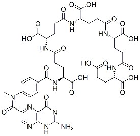 (2S)-2-[[(4S)-4-[[(4S)-4-[[(4S)-4-[[(4S)-4-[[4-[(2-amino-4-oxo-1H-pteridin-6-yl)methyl-formyl-amino]benzoyl]amino]-4-carboxy-butanoyl]amino]-4-carboxy-butanoyl]amino]-4-carboxy-butanoyl]amino]-4-carboxy-butanoyl]amino]pentanedioic acid Structure