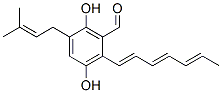 2-[(1E,3E,5E)-1,3,5-ヘプタトリエニル]-3,6-ジヒドロキシ-5-(3-メチル-2-ブテニル)ベンズアルデヒド 化学構造式