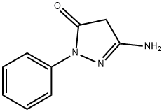 3-アミノ-1-フェニル-2-ピラゾリン-5-オン 化学構造式