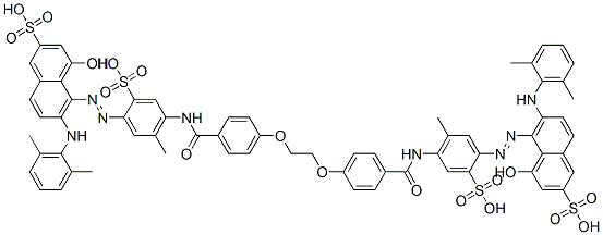 5,5'-[ethylenebis[oxy-4,1-phenylenecarbonylimino(5-methyl-2-sulpho-4,1-phenylene)azo]]bis[6-[(2,6-dimethylphenyl)amino]-4-hydroxynaphthalene-2-sulphonic] acid 结构式