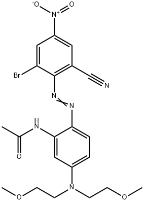 N-[5-[ビス(2-メトキシエチル)アミノ]-2-[(2-ブロモ-6-シアノ-4-ニトロフェニル)アゾ]フェニル]アセトアミド 化学構造式