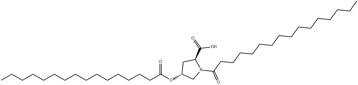 1-(1-オキソヘキサデシル)-4β-[(1-オキソヘキサデシル)オキシ]-L-プロリン 化学構造式