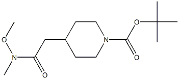 1-BOC-4-[(N-メトキシ-N-メチルカルバモイル)メチル]ピペリジン 化学構造式
