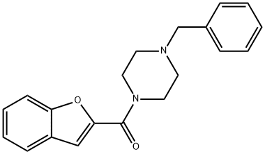 1-[(2-ベンゾフラニル)カルボニル]-4-ベンジルピペラジン 化学構造式