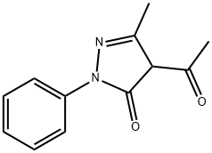 1-フェニル-3-メチル-4-アセチル-2-ピラゾリン-5-オン 化学構造式