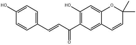 (2E)-1-(7-ヒドロキシ-2,2-ジメチル-2H-1-ベンゾピラン-6-イル)-3-(4-ヒドロキシフェニル)-2-プロペン-1-オン 化学構造式