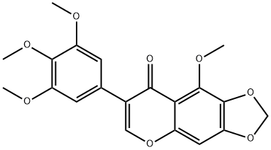 7-(3,4,5-トリメトキシフェニル)-9-メトキシ-8H-1,3-ジオキソロ[4,5-g][1]ベンゾピラン-8-オン 化学構造式