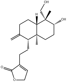 3-[2-[(1R,4aβ)-デカヒドロ-6α-ヒドロキシ-5α-ヒドロキシメチル-5,8aα-ジメチル-2-メチレンナフタレン-1α-イル]エチル]フラン-2(5H)-オン 化学構造式