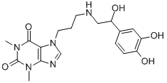 7-[3-[[2-(3,4-Dihydroxyphenyl)-2-hydroxyethyl]amino]propyl]theophyline 结构式