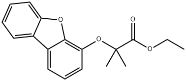 ethyl-2-(4-dibenzofuranyloxy)-2-methylpropionic acid Struktur