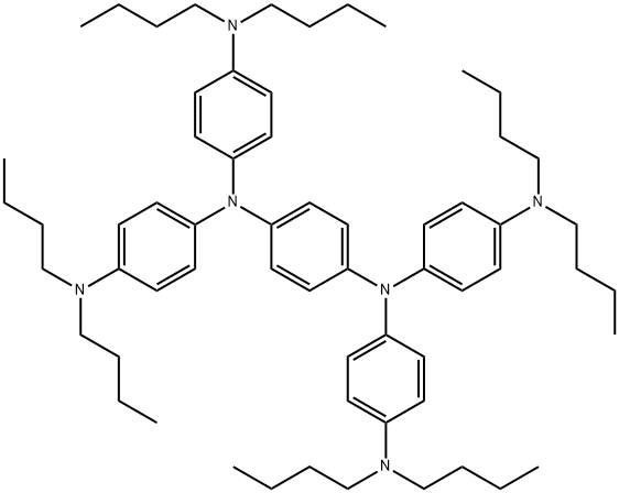 N,N,N',N'-テトラキス[4-(ジブチルアミノ)フェニル]-1,4-ベンゼンジアミン 化学構造式