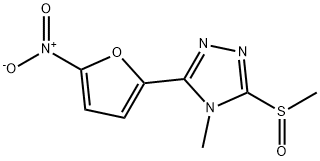 4-メチル-3-(メチルスルフィニル)-5-(5-ニトロフラン-2-イル)-4H-1,2,4-トリアゾール 化学構造式