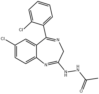 5-(2-Chlorophenyl)-7-chloro-1,3-dihydro-1,4-benzodiazepin-2-one, acety l hydrazone 结构式
