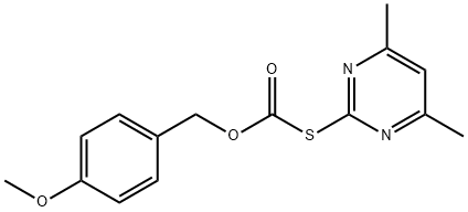 チオ炭酸S-(4,6-ジメチル-2-ピリミジニル)O-[(4-メトキシフェニル)メチル] 化学構造式