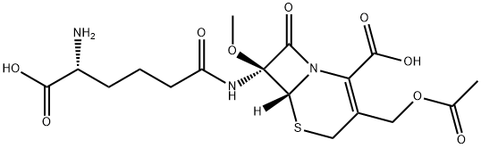 (7S)-3-(アセチルオキシメチル)-7-[[(R)-5-アミノ-5-カルボキシ-1-オキソペンチル]アミノ]-7-メトキシセファム-3-エン-4-カルボン酸 化学構造式