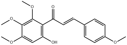 (E)-1-(6-ヒドロキシ-2,3,4-トリメトキシフェニル)-3-(4-メトキシフェニル)-2-プロペン-1-オン 化学構造式