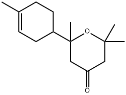 テトラヒドロ-2,2,6-トリメチル-6-(4-メチル-3-シクロヘキセン-1-イル)-4H-ピラン-4-オン 化学構造式