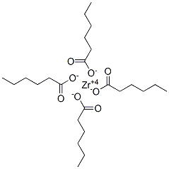Tetrahexanoic acid zirconium(IV) salt Structure
