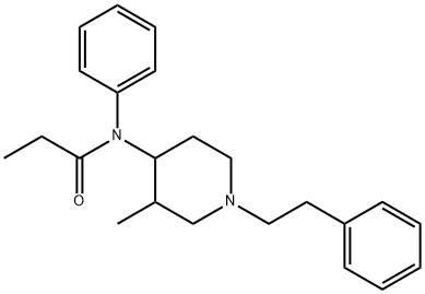 (+)-N-(1α-フェネチル-3-メチルピペリジン-4α-イル)-N-フェニルプロピオンアミド 化学構造式