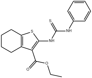 2-(3-苯基硫脲基)-4,5,6,7-四氢苯并[B]噻吩-3-羧酸乙酯 结构式