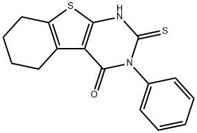 2-巯基-3-苯基-5,6,7,8-四氢苯并[B]噻吩并[2,3-B]嘧啶-4(3H)-酮, 42076-13-1, 结构式