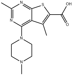 2,5-ジメチル-4-(4-メチルピペラジン-1-イル)チエノ[2,3-D]ピリミジン-6-カルボン酸 化学構造式