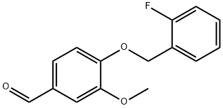 4-[(2-フルオロベンジル)オキシ]-3-メトキシベンズアルデヒド 化学構造式