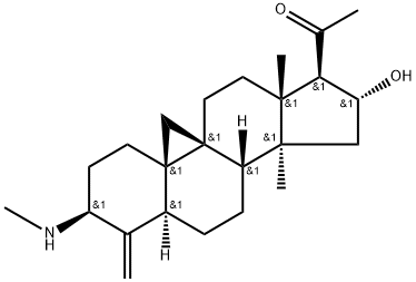 16α-Hydroxy-14-methyl-3β-methylamino-4-methylene-9,19-cyclo-5α-pregnan-20-one Structure