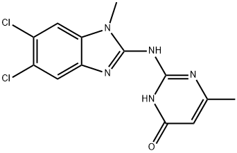 2-[[5,6-Dichloro-1-methyl-2-benzimidazolyl]amino]-6-methyl-4-pyrimidin ol Struktur